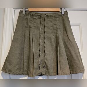 Women's Divided By H&M Olive Green pleated  Mini Skirt  Linen Size 4